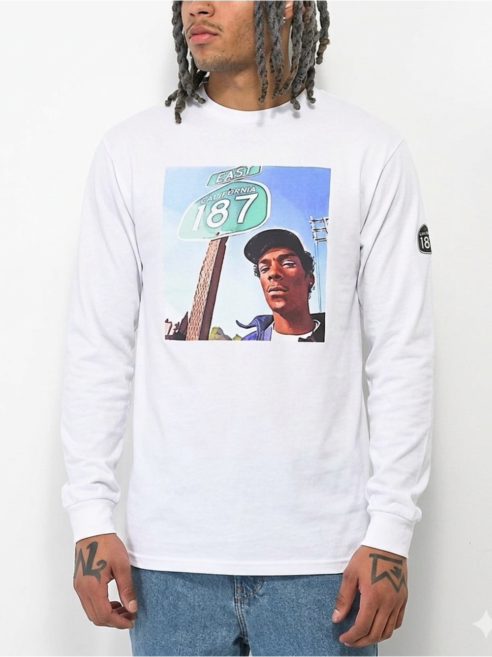 Cross Colours Snoop Dogg Long-Sleeve Graphic Tee with Route 187 Graphic Size S
